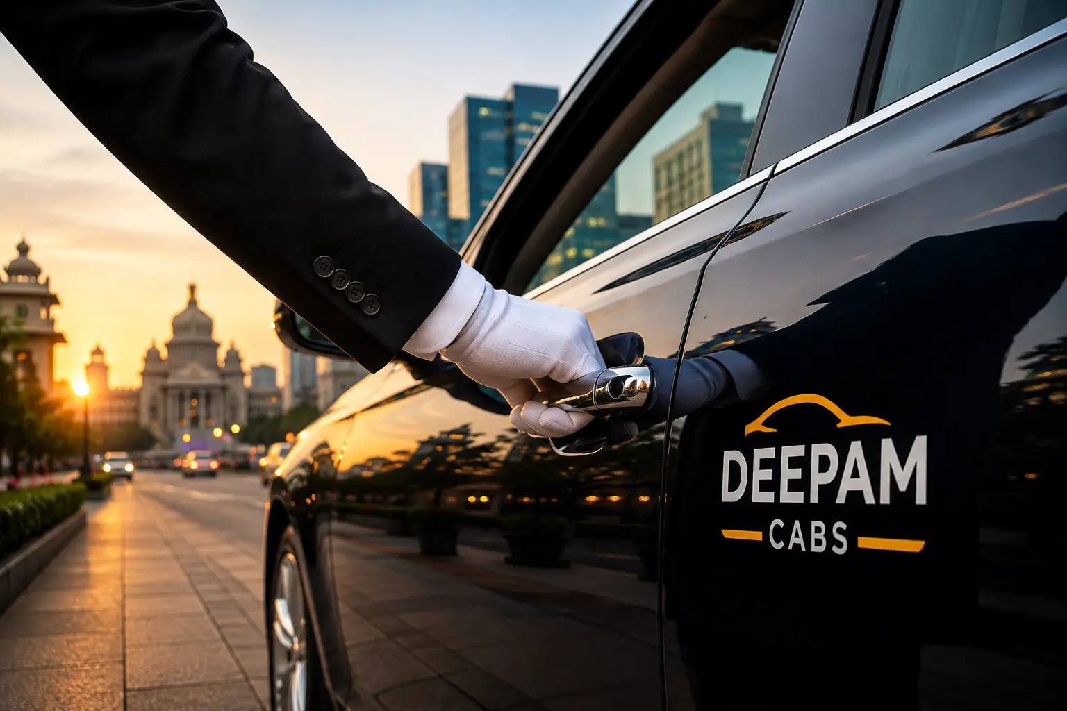 Deepam Cabs chauffeur with a premium taxi in Bangalore